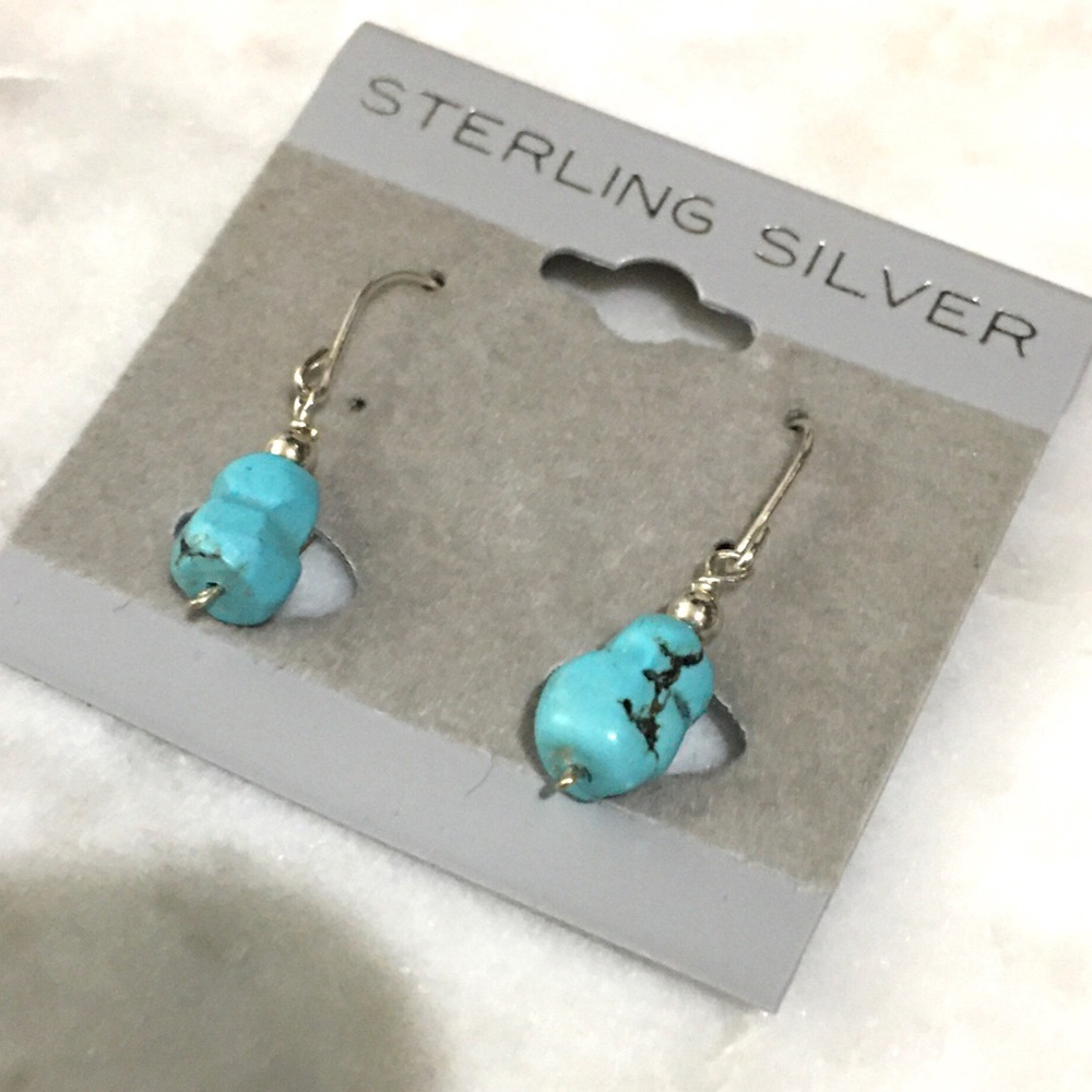 Blue Turquoise Sterling Silver Earrings